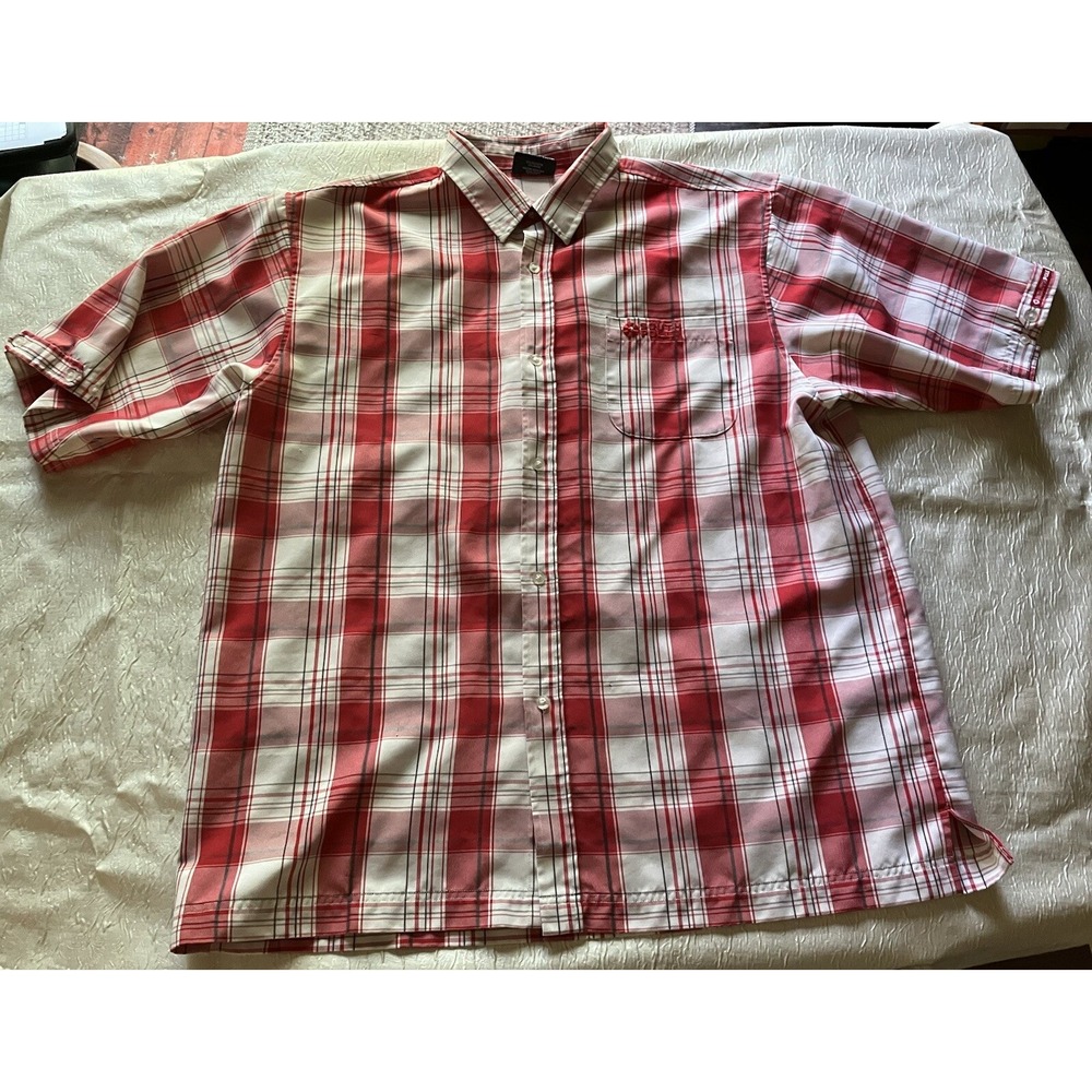 Southpole Mens XXL Red White Plaid Short Sleeve Button Down Shirt RN82628